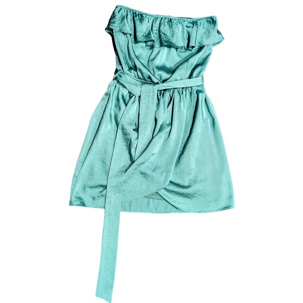 Lush Strapless Green Silky Size Small Party Dress